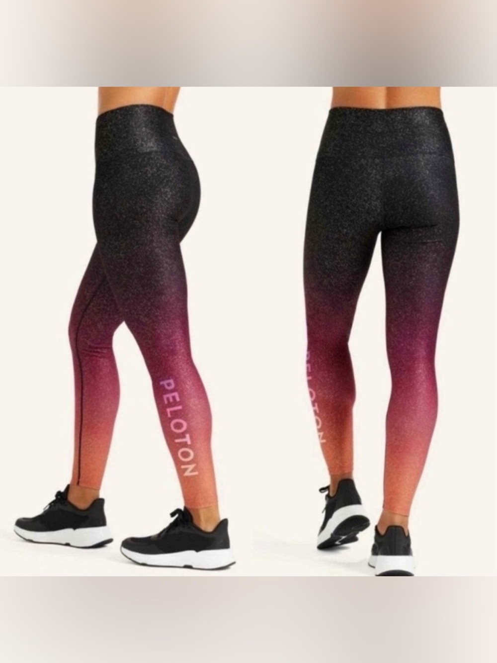 Peloton Medium Black to Burgundy Ombre Sparkle Leggings